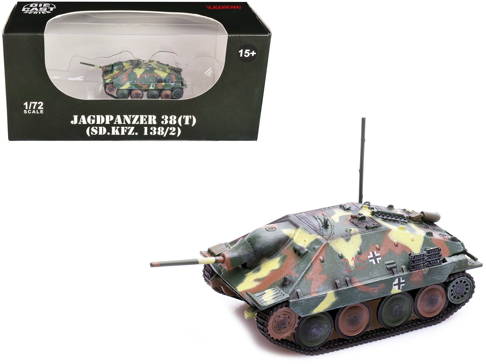 Jagdpanzer 38(T) SD.Kfz. 138/2 Hetzer Tank Destroyer Camouflage "German Army World War II" 1/72 Diecast Model by Legion free shipping USA - Rapid Vehicles