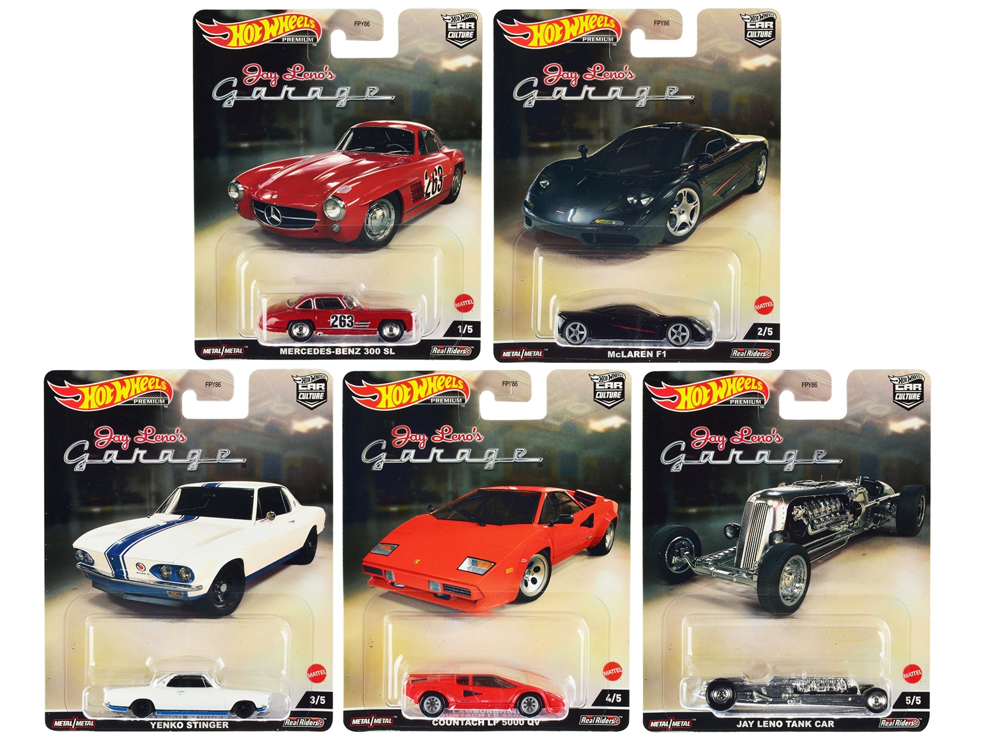 "Jay Leno’s Garage" 5 piece Set "Car Culture" Series Diecast Model Cars by Hot Wheels free shipping USA - Rapid Vehicles