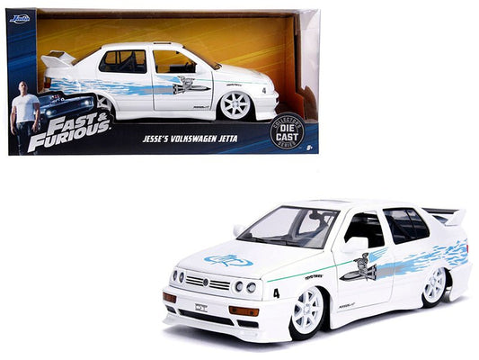 Jesse's Volkswagen Jetta White with Graphics "Fast & Furious" Movie 1/24 Diecast Model Car by Jada free shipping USA - Rapid Vehicles