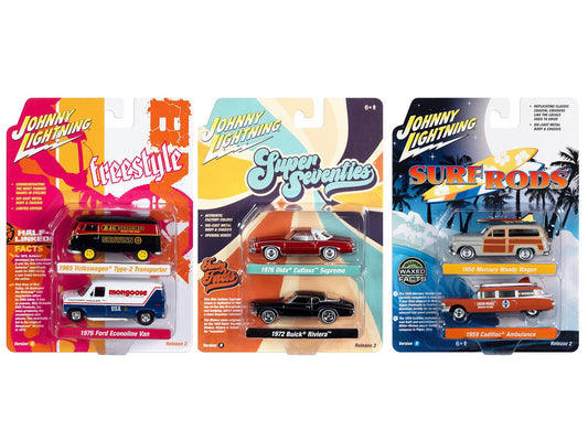 Johnny Lightning "2 - Packs" 2023 Set B of 6 pieces Release 2 1/64 Diecast Model Cars by Johnny Lightning free shipping USA - Rapid Vehicles