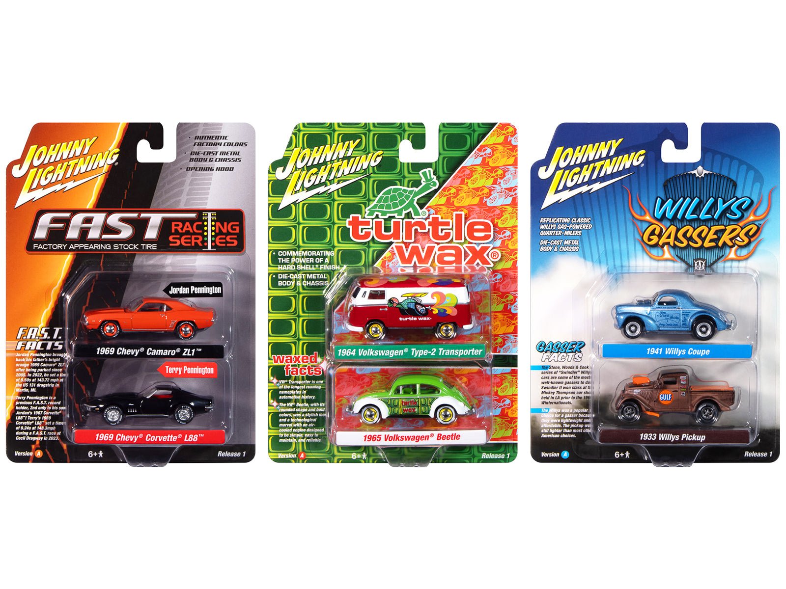 Johnny Lightning "2 - Packs" 2024 Release 1 Set A of 6 pieces 1/64 Diecast Model Cars by Johnny Lightning free shipping USA - Rapid Vehicles