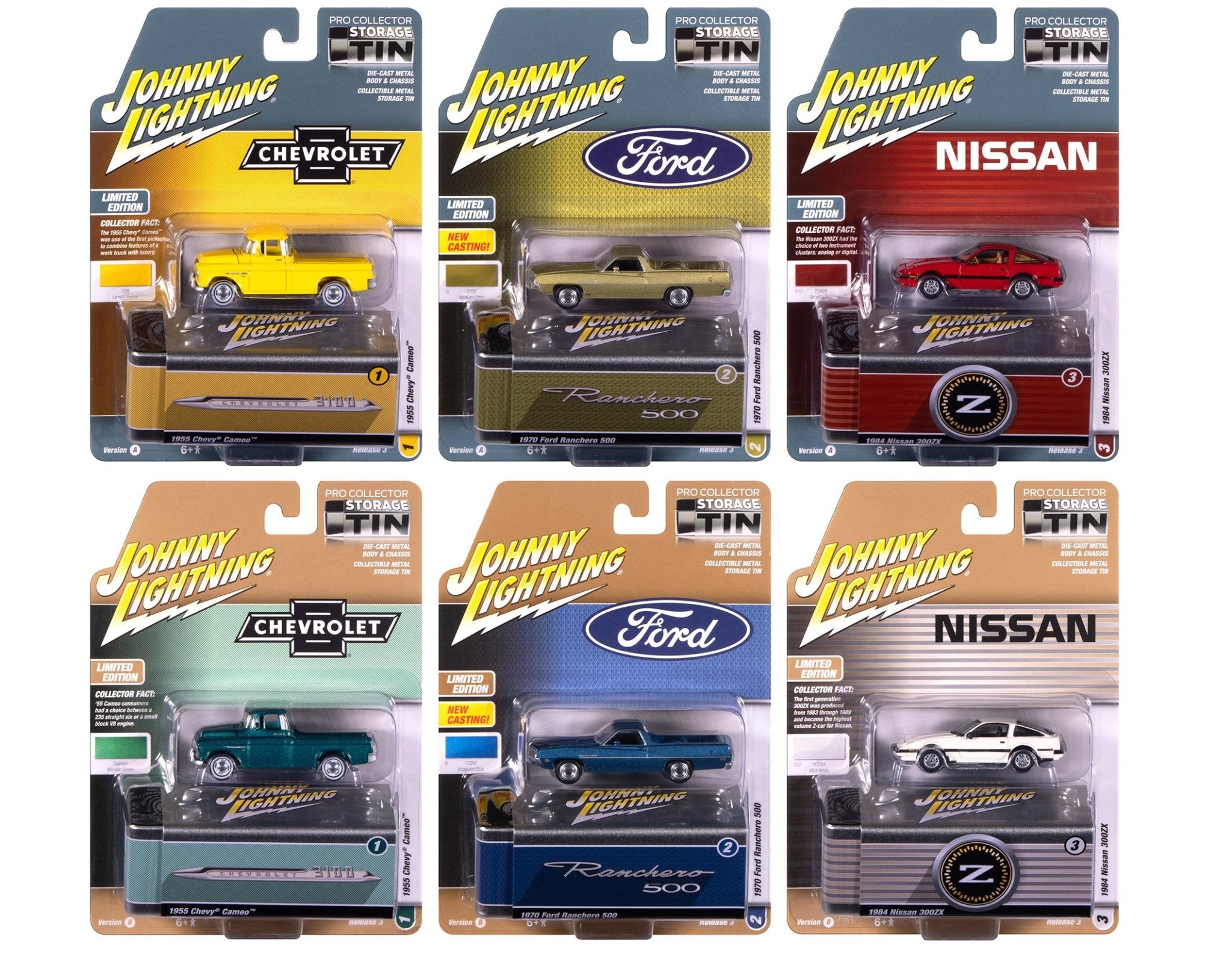 Johnny Lightning Collector's Tin 2025 Set of 6 Cars Release 3 Limited Edition 1/64 Diecast Model Cars by Johnny Lightning free shipping USA - Rapid Vehicles