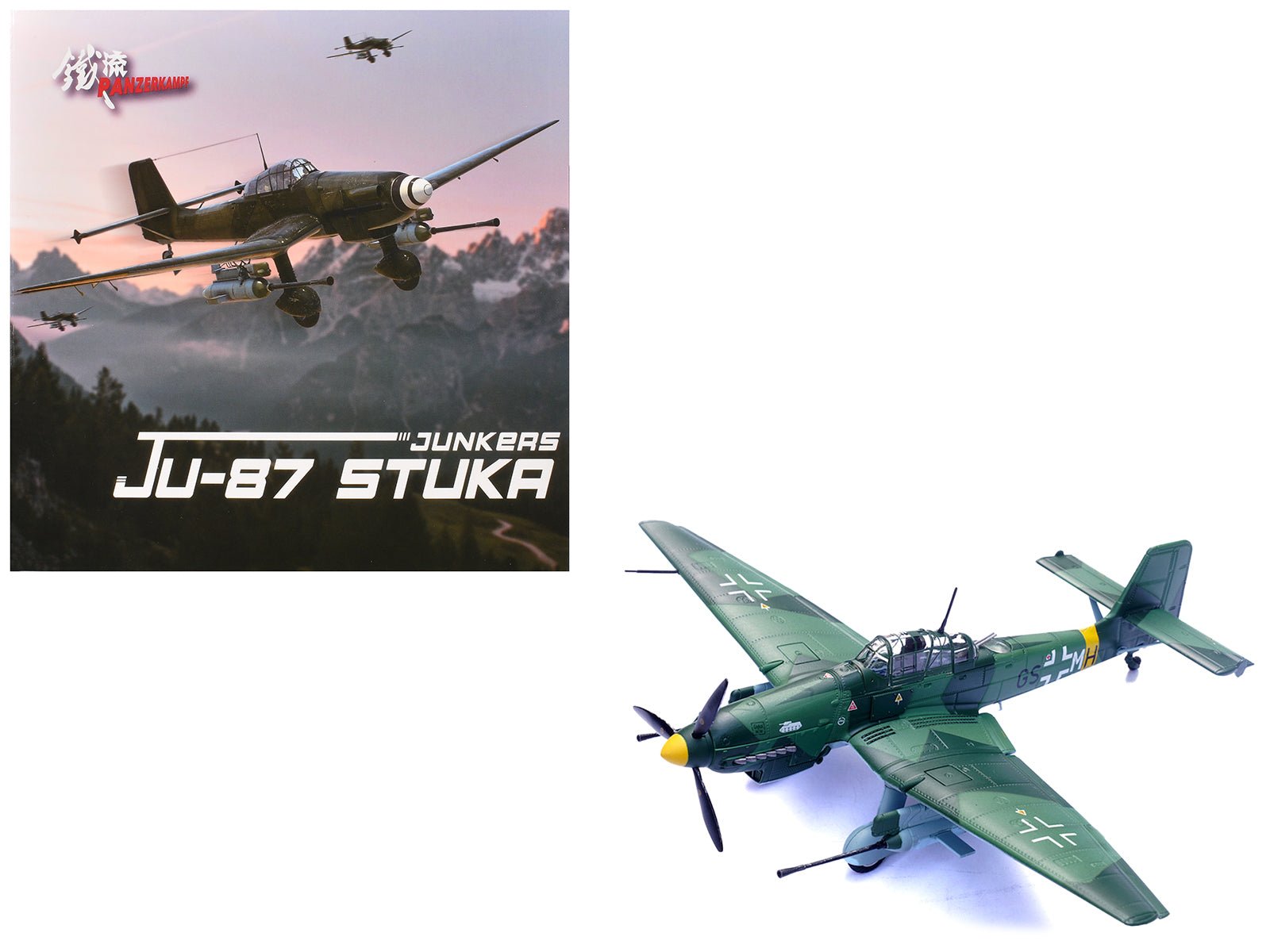 Junkers Ju 87G1 Stuka Bomber Aircraft "10.(Pz)/SG 2 Immelmann GS+MH Dubno Ukraine" (1944) German Luftwaffe "Wing" Series 1/72 Diecast Model by Panzerkampf free shipping USA - Rapid Vehicles