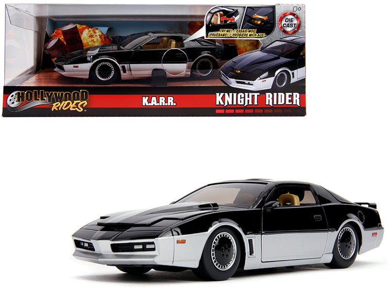 K.A.R.R. Black and Silver with Light "Knight Rider" (1982) TV Series "Hollywood Rides" Series 1/24 Diecast Model Car by Jada free shipping USA - Rapid Vehicles