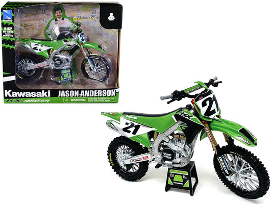 Kawasaki KX450SR Dirt Bike Motorcycle 21 Jason Anderson Green and Black "Kawasaki Racing Team" 1/12 Model by New Ray free shipping USA - Rapid Vehicles