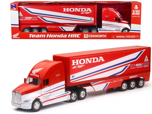 Kenworth Semi - Truck Red and White "Team Honda HRC" 1/32 Diecast Model by New Ray free shipping USA - Rapid Vehicles