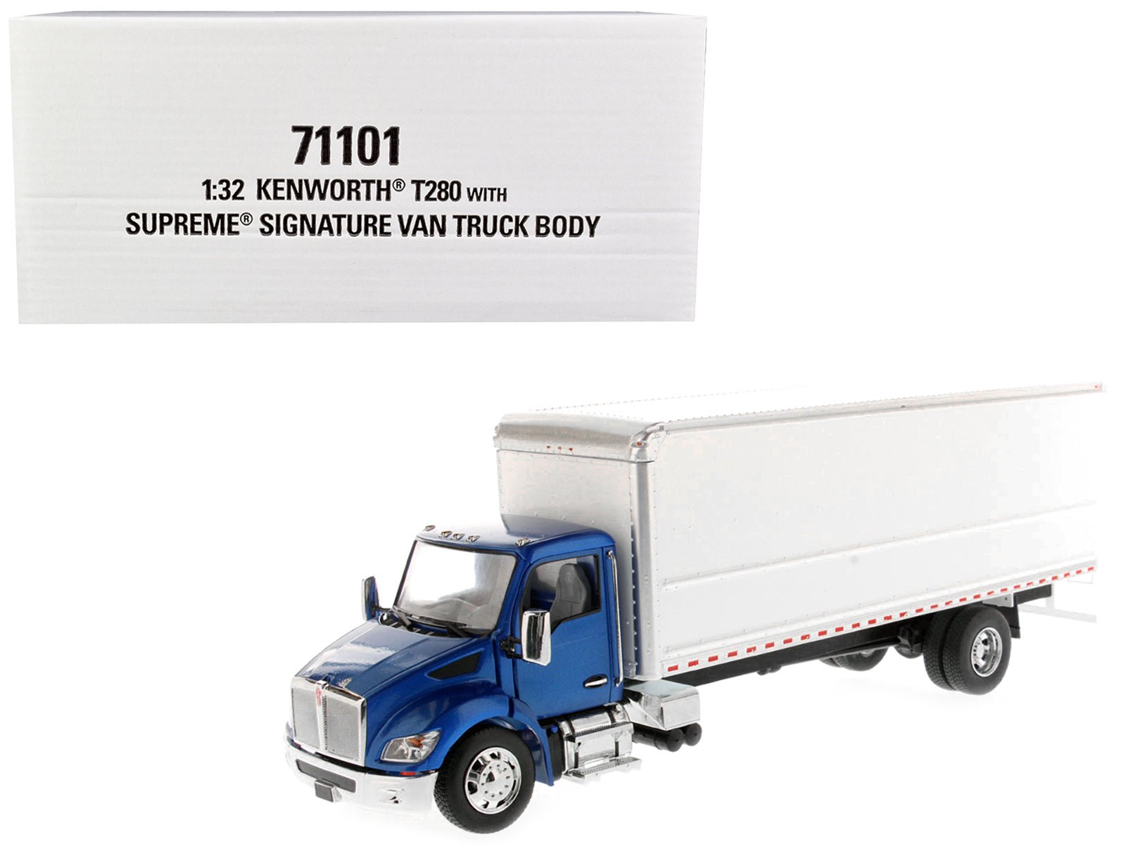 Kenworth T280 with Supreme Signature Van Truck Body Blue and White "Transport Series" 1/32 Diecast Model by Diecast Masters free shipping USA - Rapid Vehicles