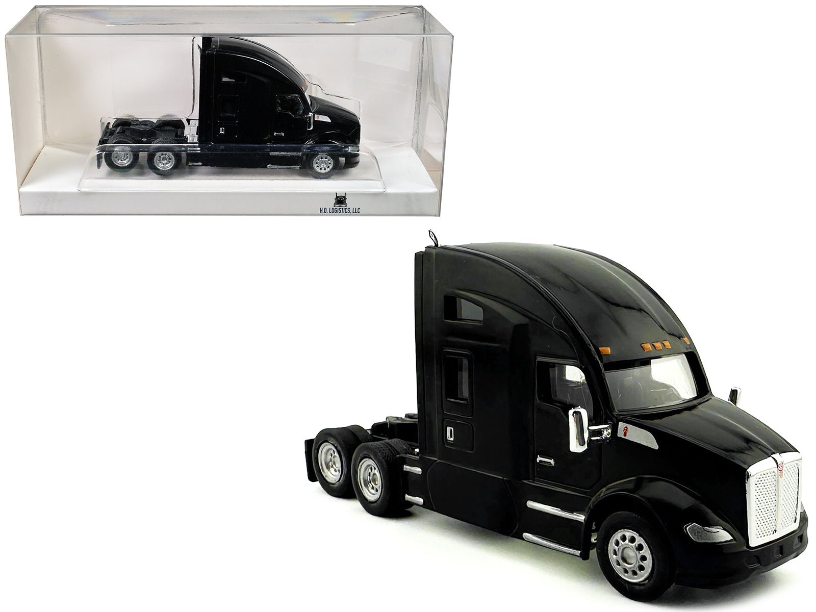 Kenworth T680 Sleeper Cab Black 1/87 (HO) Plastic Model Car by HO Logistics free shipping USA - Rapid Vehicles