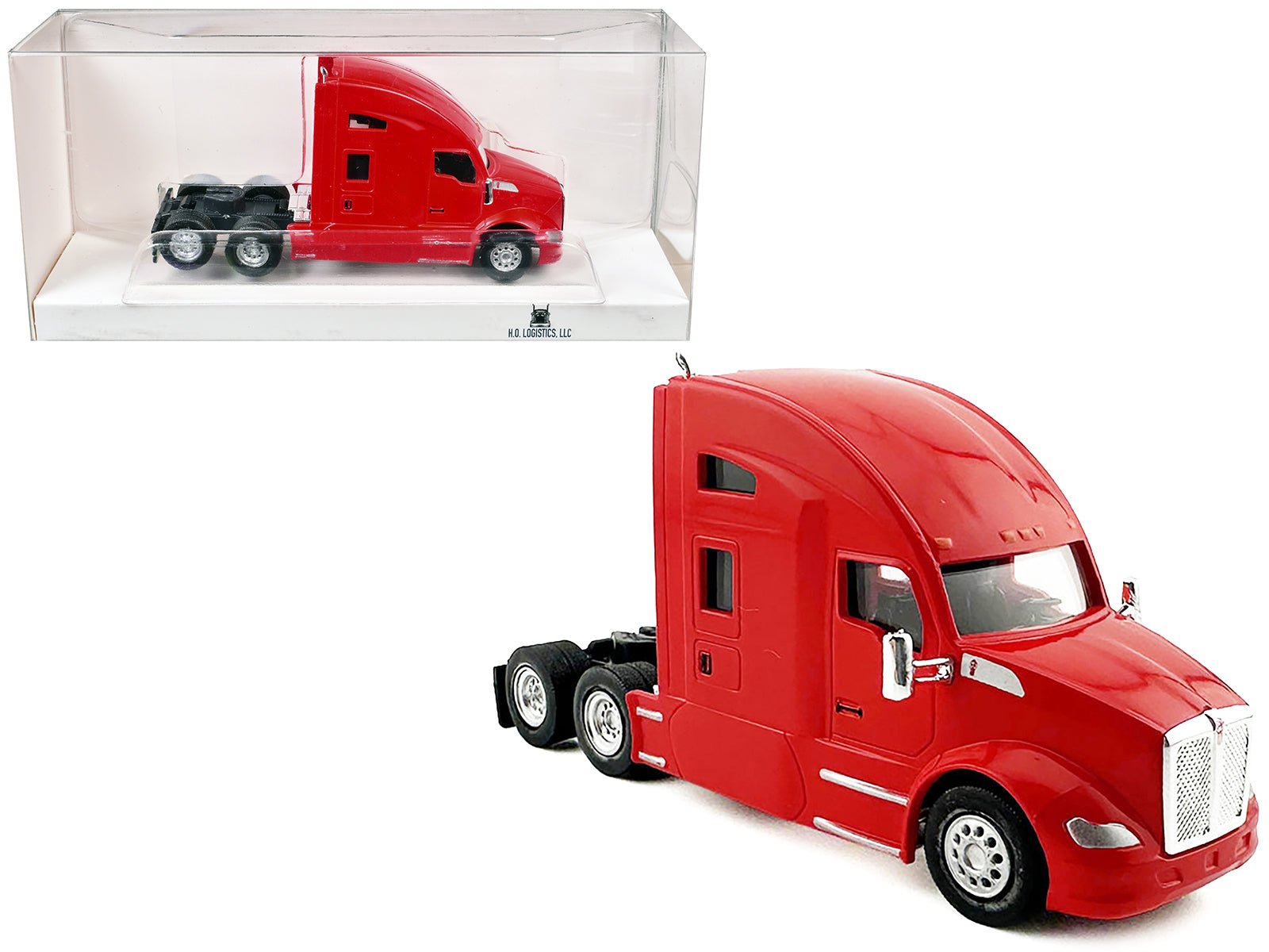 Kenworth T680 Sleeper Cab Red 1/87 (HO) Plastic Model Car by HO Logistics free shipping USA - Rapid Vehicles