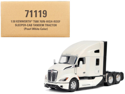 Kenworth T680 Truck Tractor Pearl White "Transport Series" 1/50 Diecast Model by Diecast Masters free shipping USA - Rapid Vehicles