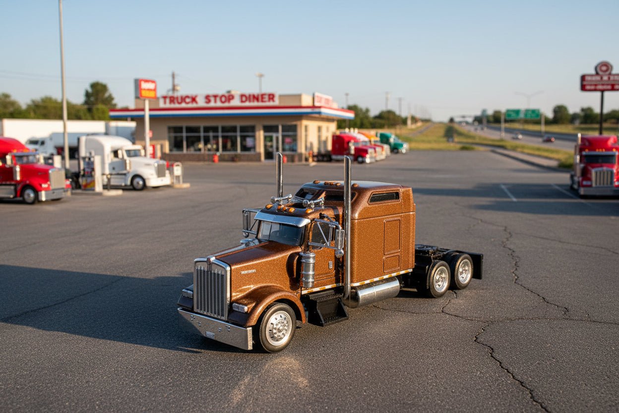 Kenworth W900L Truck Tractor with Sleeper Cab Brown Metallic 1/87 (HO) Scale Plastic Model Car by HO Logistics free shipping USA - Rapid Vehicles