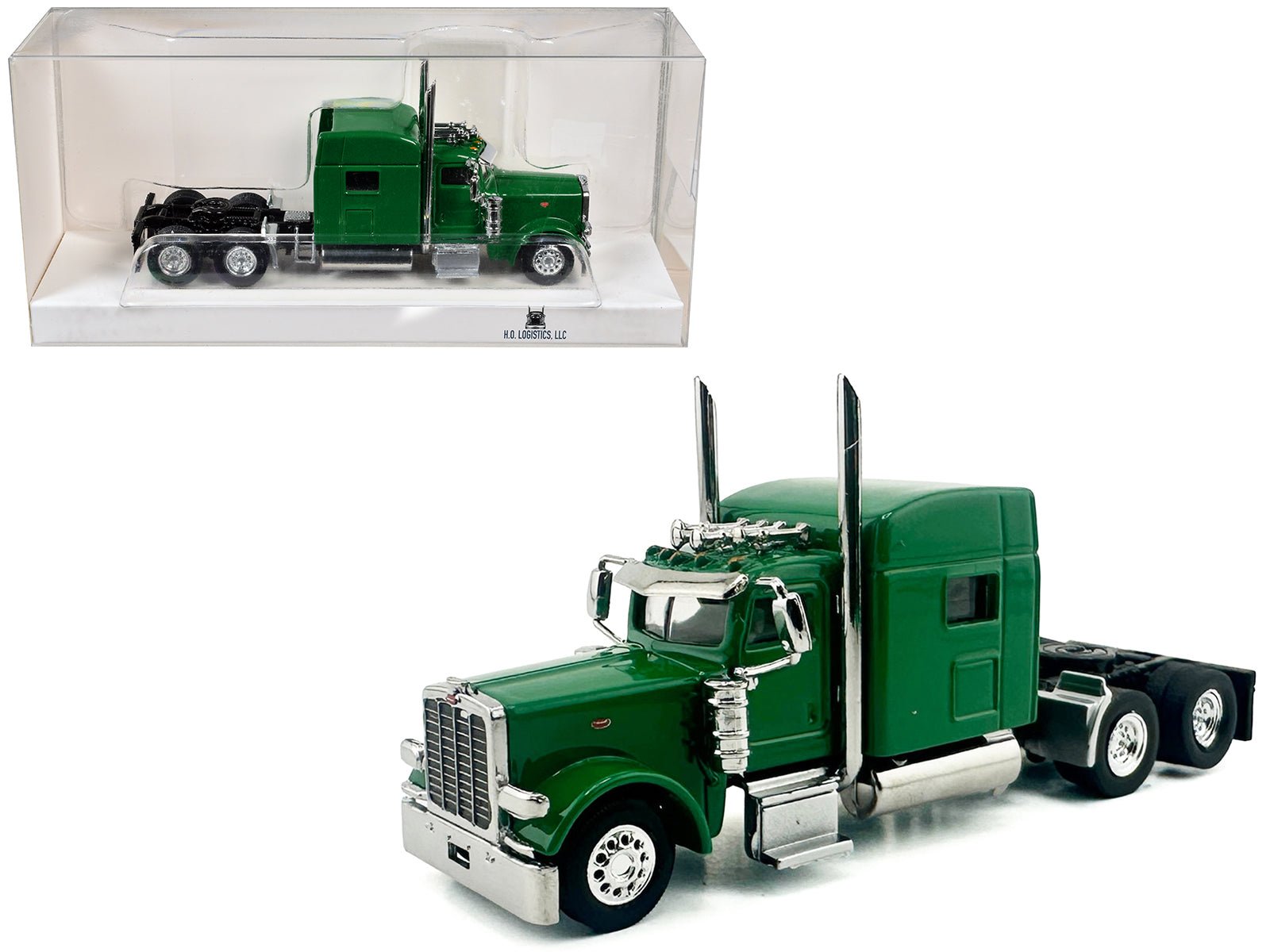 Kenworth W900L Truck Tractor with Sleeper Cab Green 1/87 (HO) Scale Plastic Model Car by HO Logistics free shipping USA - Rapid Vehicles