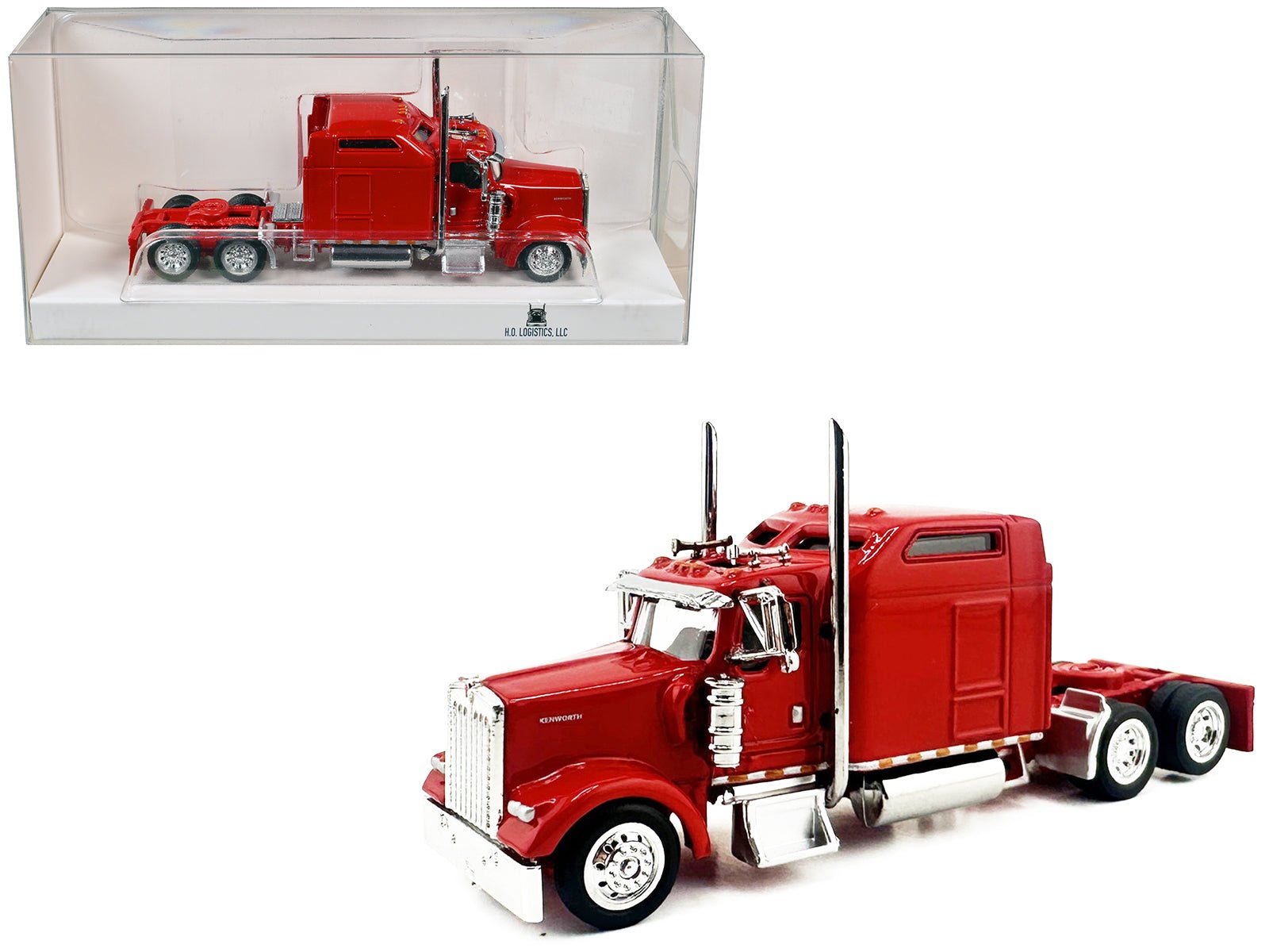 Kenworth W900L Truck Tractor with Sleeper Cab Red 1/87 (HO) Scale Plastic Model Car by HO Logistics free shipping USA - Rapid Vehicles