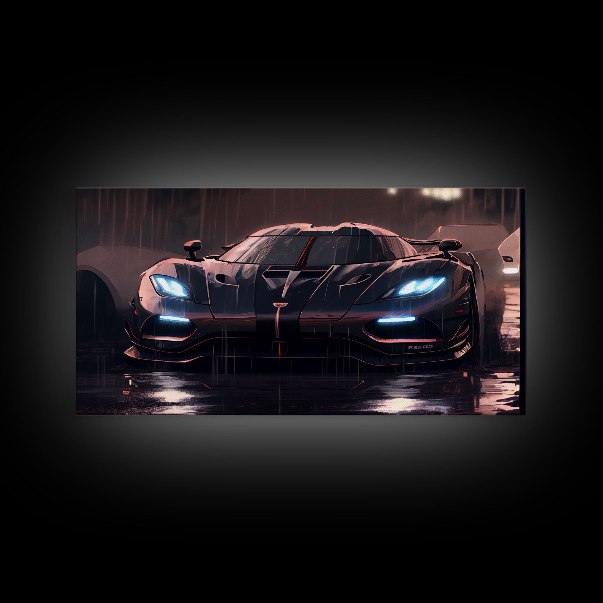 Koenigsegg Agera in the Rain, Supercar Art, Framed Canvas Print - Rapid Vehicles