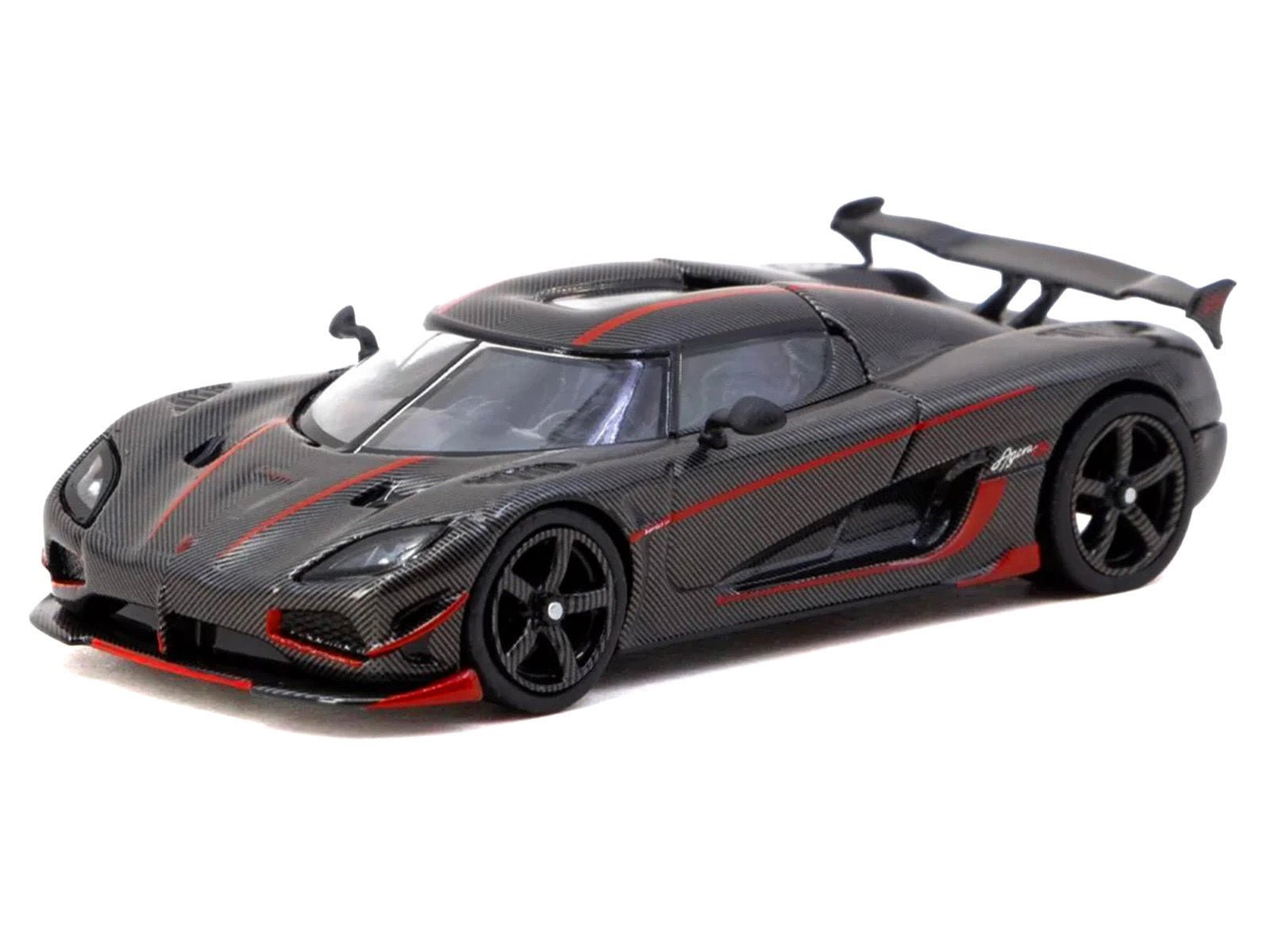 Koenigsegg Agera RS Black Carbon with Red Accents "Global64" Series 1/64 Diecast Model Car by Tarmac Works - Rapid Vehicles