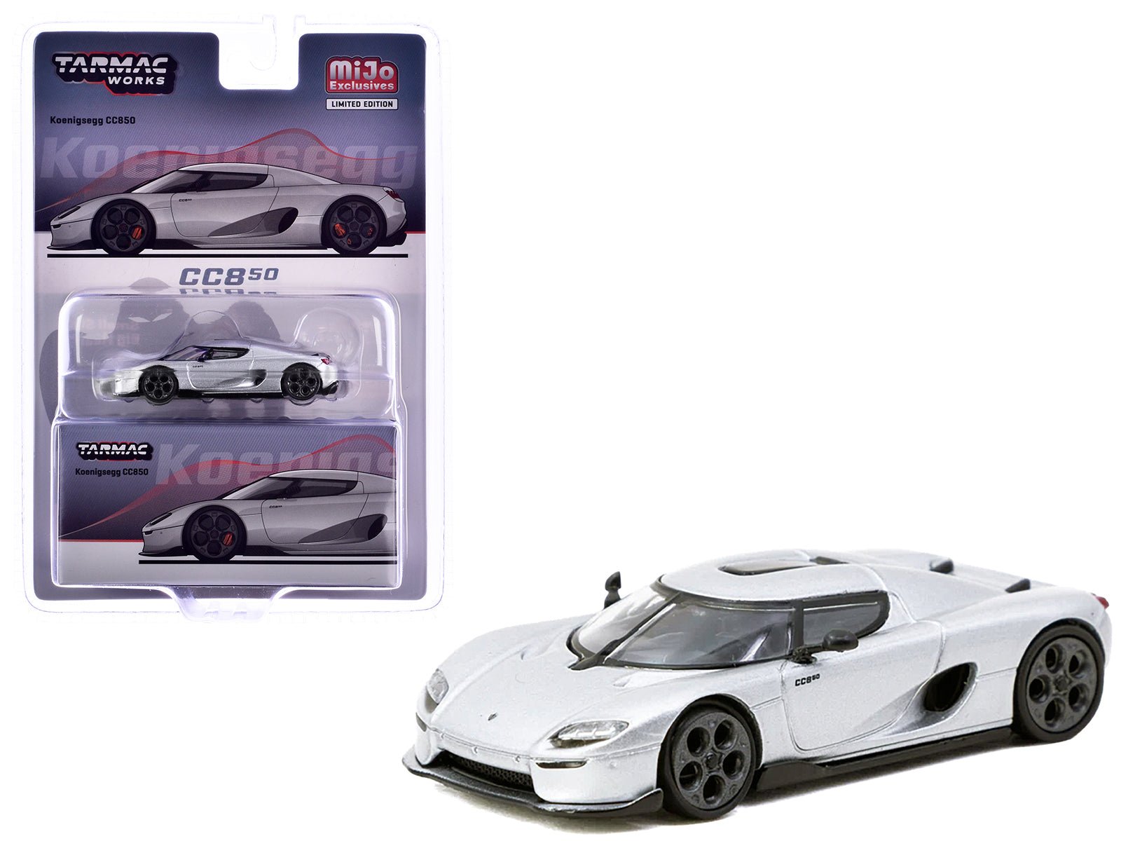 Koenigsegg CC850 Silver Metallic "Global64" Series 1/64 Diecast Model by Tarmac Works free shipping USA - Rapid Vehicles