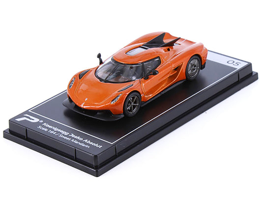 Koenigsegg Jesko Absolut Sweet Mandarin Orange Metallic "Hypercar League Collection" 1/64 Diecast Model Car by PosterCars - Rapid Vehicles