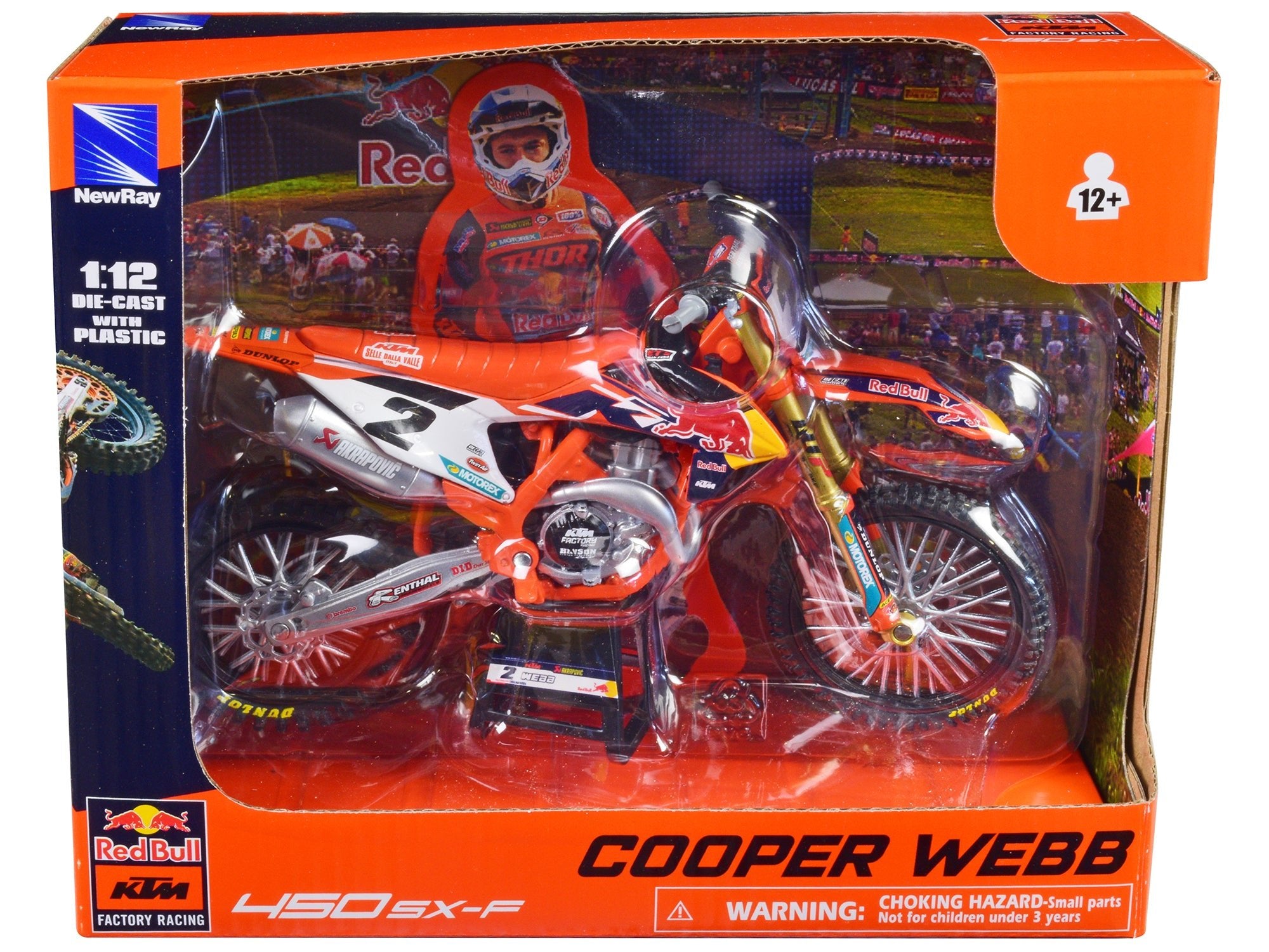 KTM 450 SX-F Motorcycle 2 Cooper Webb "Red Bull KTM Factory Racing" 1/12 Diecast Model by New Ray free shipping USA - Rapid Vehicles