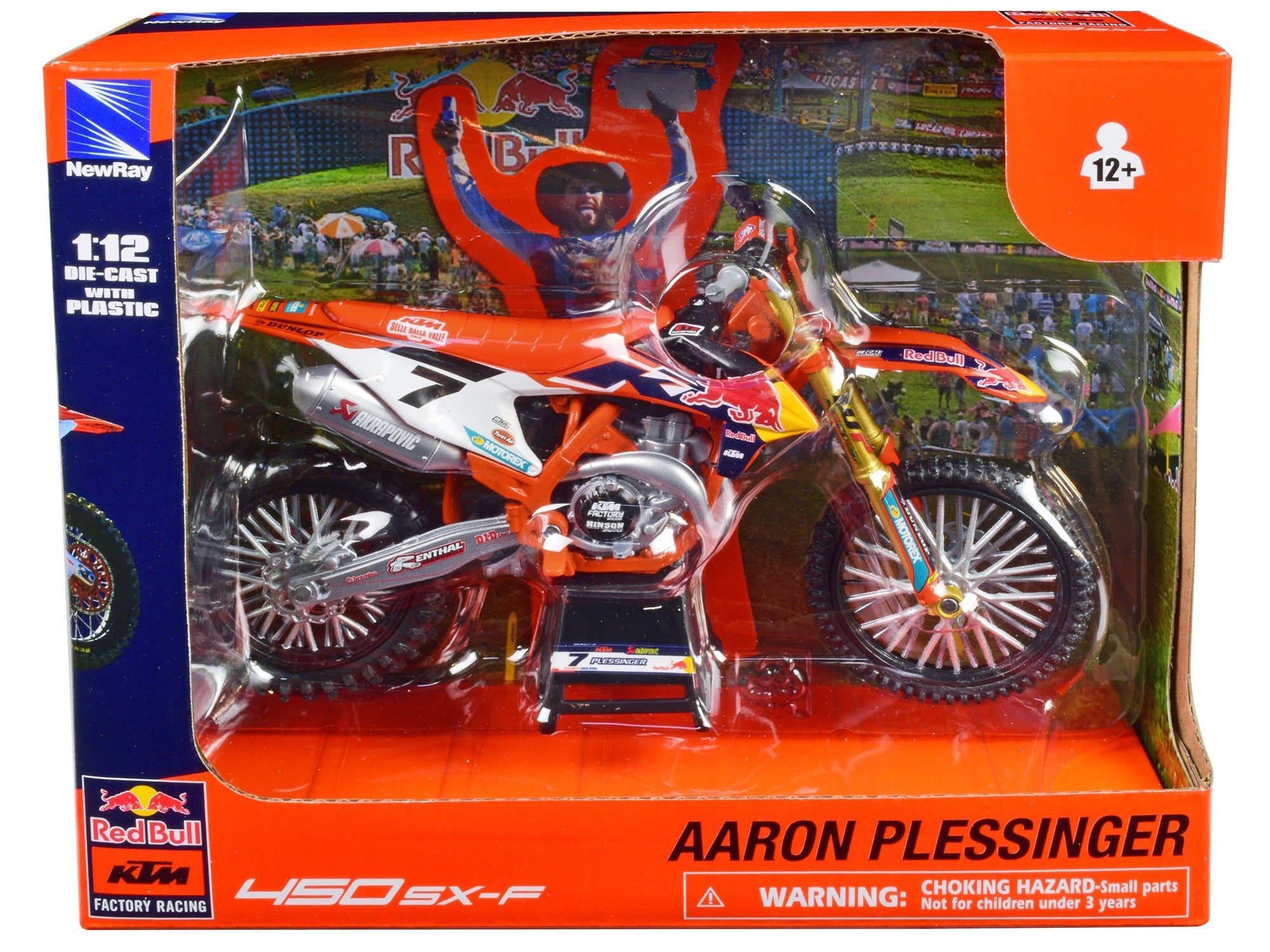 KTM 450 SX - F Motorcycle 7 Aaron Plessinger "Red Bull KTM Factory Racing" 1/12 Diecast Model by New Ray free shipping USA - Rapid Vehicles
