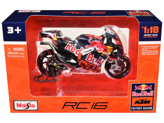 KTM RC16 Motorcycle 33 Brad Binder MotoGP "Red Bull KTM Factory Racing" 1/18 Diecast Model by Maisto free shipping USA - Rapid Vehicles