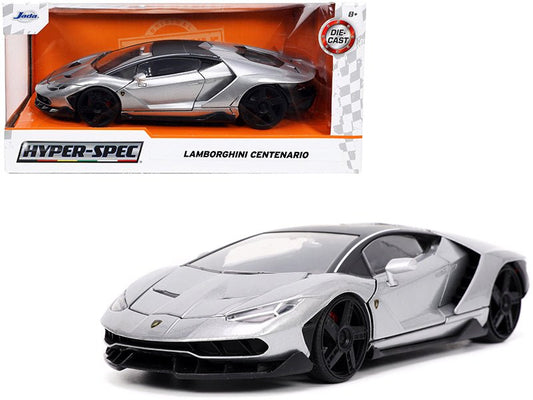 Lamborghini Centenario Gray Metallic with Black Top "Hyper-Spec" Series 1/24 Diecast Model Car by Jada free shipping USA - Rapid Vehicles