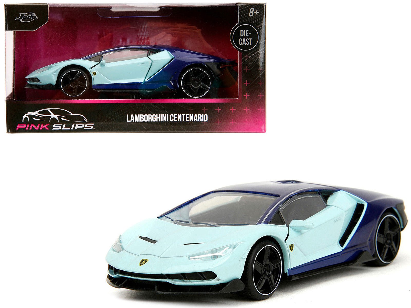 Lamborghini Centenario Light Blue and Purple "Pink Slips" Series 1/32 Diecast Model Car by Jada free shipping USA - Rapid Vehicles