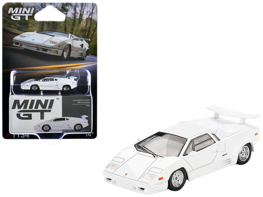 Lamborghini Countach "25th Anniversary" White Limited Edition 1/64 Diecast Model Car by Mini GT free shipping USA - Rapid Vehicles