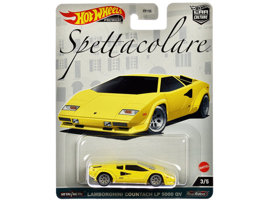 Lamborghini Countach LP 5000 QV Yellow "Spettacolare" Series Diecast Model Car by Hot Wheels free shipping USA - Rapid Vehicles