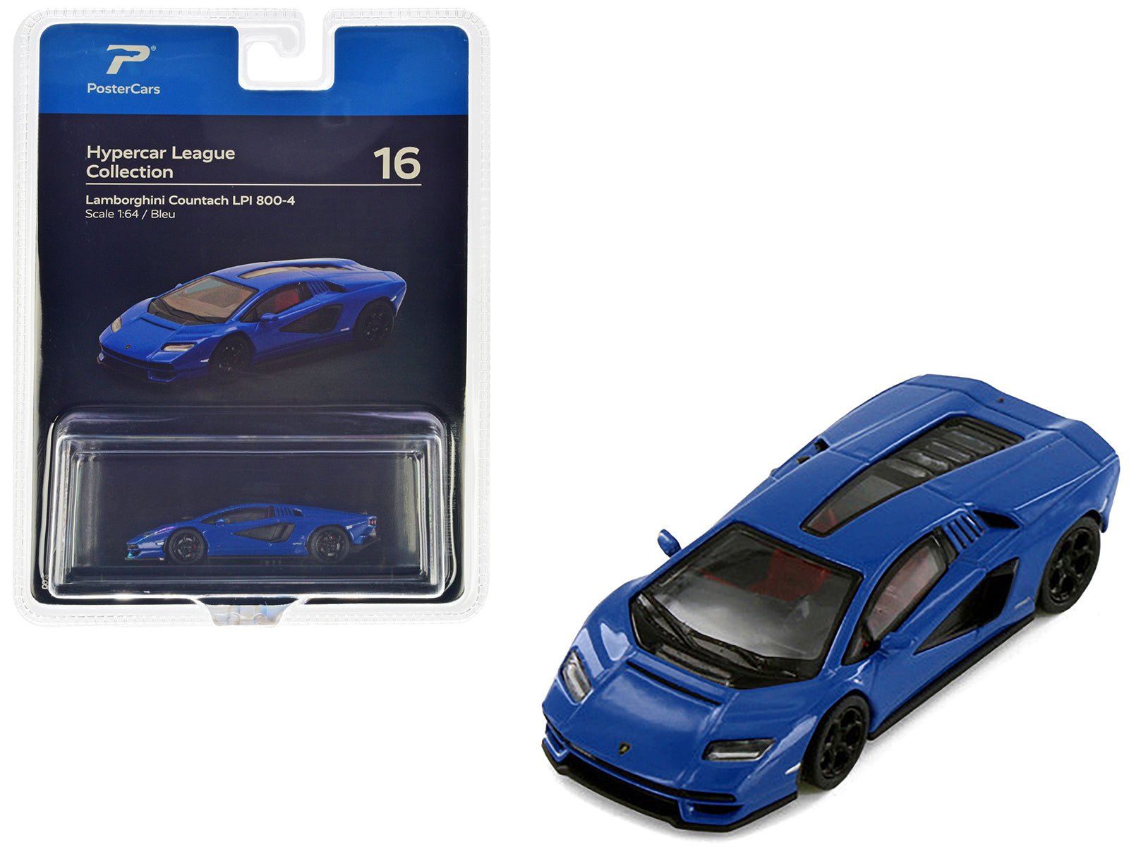 Lamborghini Countach LPI 800 - 4 Blue "Hypercar League Collection" 1/64 Diecast Model Car by PosterCars free shipping USA - Rapid Vehicles