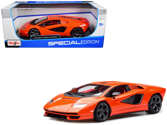 Lamborghini Countach LPI 800 - 4 Orange with Red Interior "Special Edition" 1/18 Diecast Model Car by Maisto free shipping USA - Rapid Vehicles