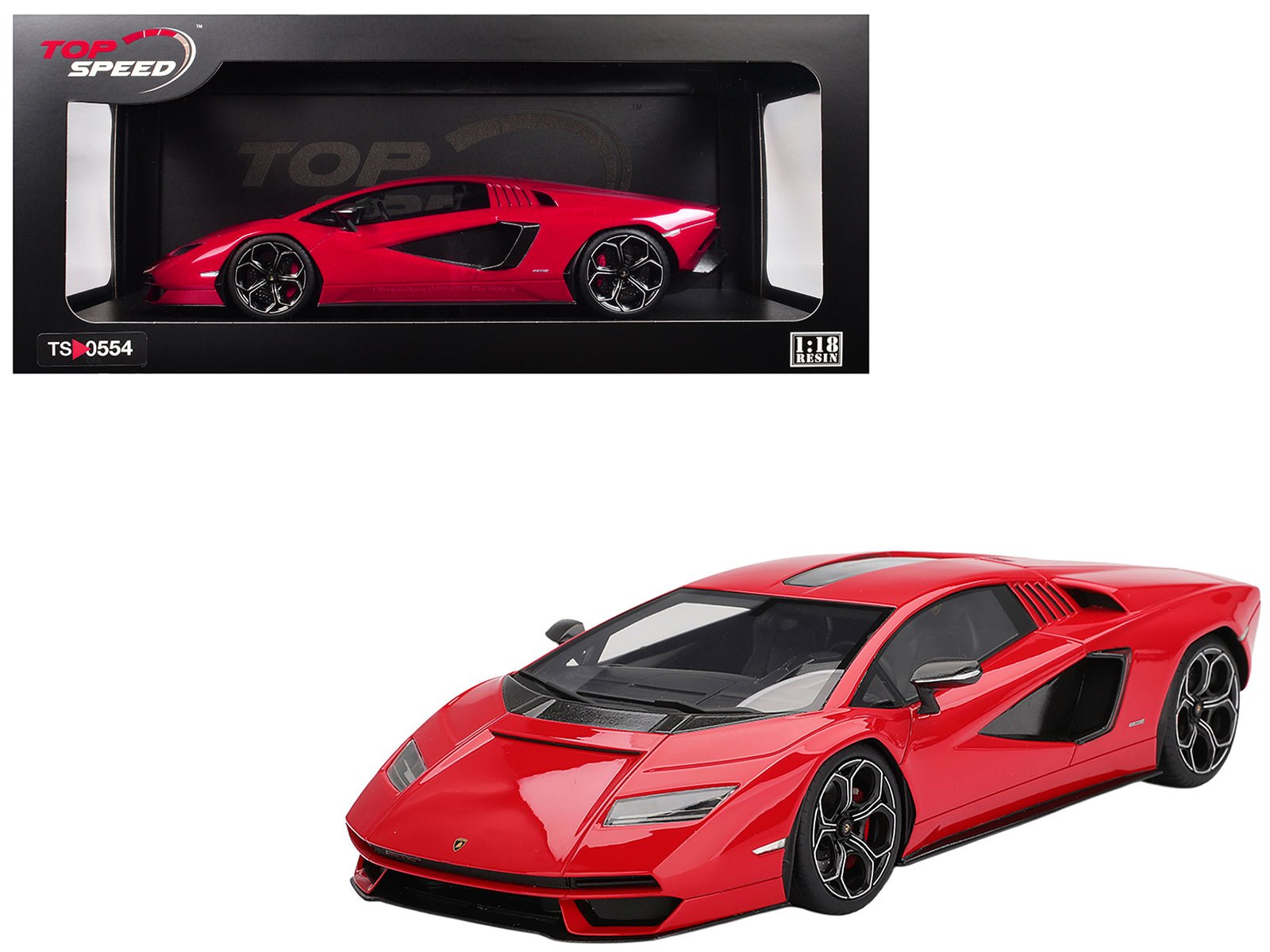 Lamborghini Countach LPI 800-4 Rosso Mars Red 1/18 Model Car by Top Speed free shipping USA - Rapid Vehicles