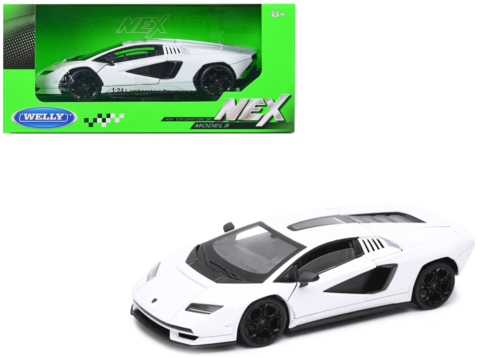 Lamborghini Countach LPI 800 - 4 White "NEX Models" Series 1/24 Diecast Model Car by Welly free shipping USA - Rapid Vehicles