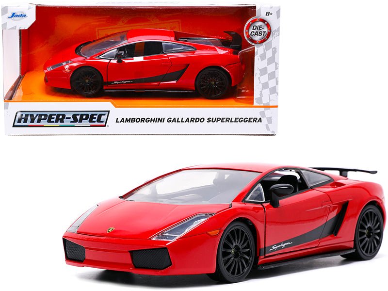 Lamborghini Gallardo Superleggera Red with Black Stripes "Hyper-Spec" Series 1/24 Diecast Model Car by Jada free shipping USA - Rapid Vehicles