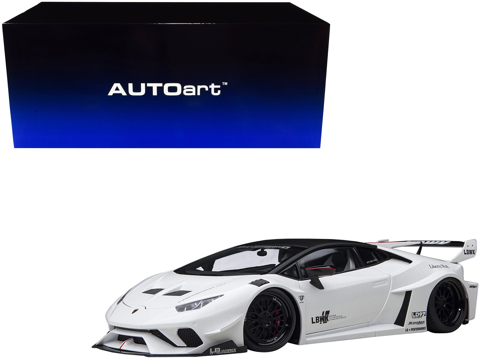 Lamborghini Huracan GT "LB - Silhouette Works" White with Black 1/18 Model Car by Autoart free shipping USA - Rapid Vehicles