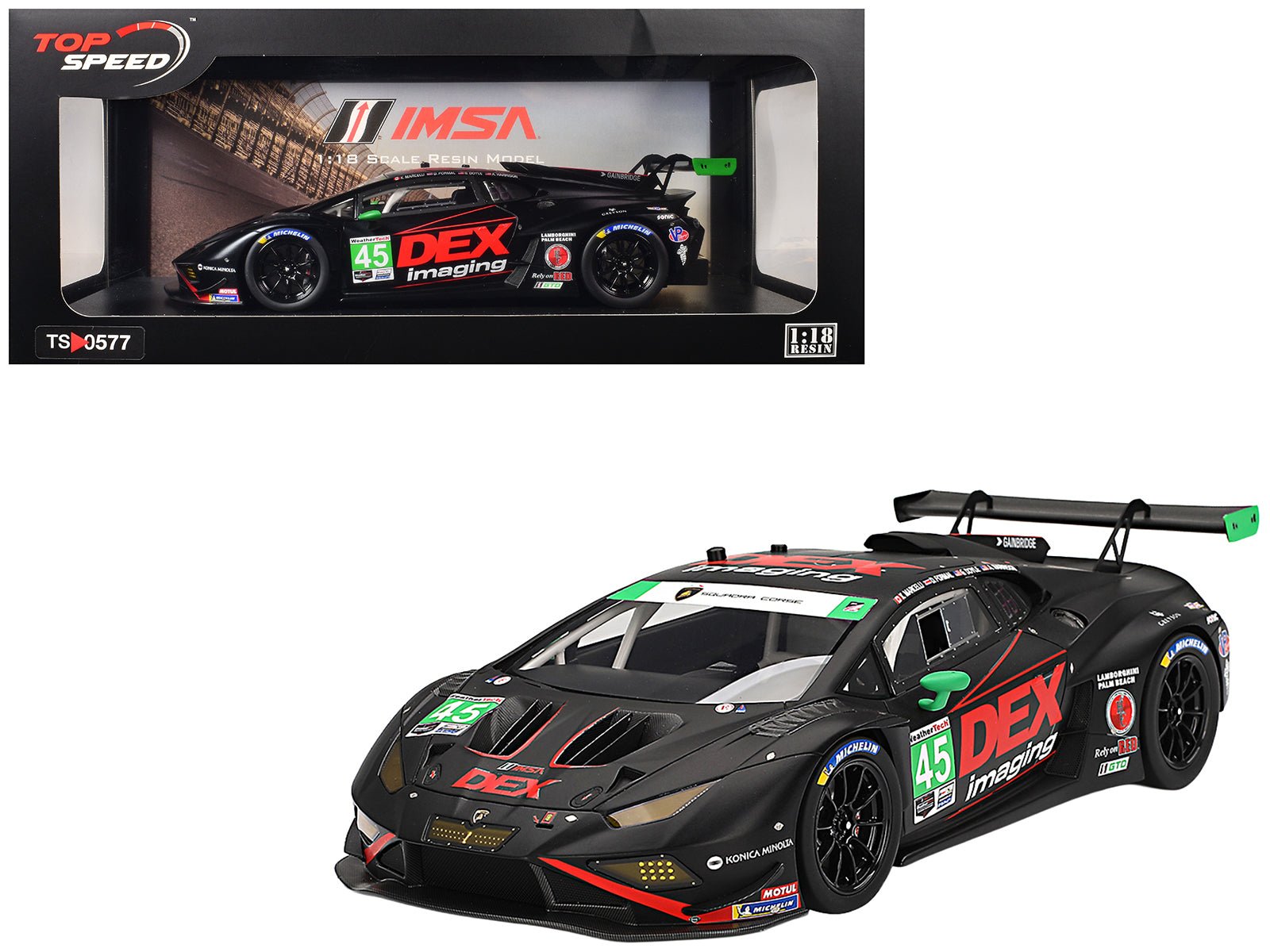 Lamborghini Huracan GT3 EVO2 45 Graham Doyle - Danny Formal - Ashton Harrison - Kyle Marcelli "Wayne Taylor Racing with Andretti" "24 Hours of Daytona" (2024) 1/18 Model Car by Top Speed free shipping USA - Rapid Vehicles