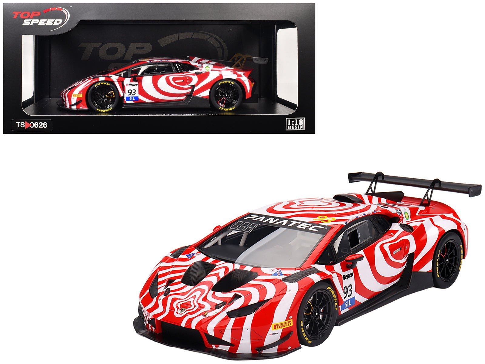 Lamborghini Huracan GT3 EVO2 93 Tony D'Alberto - Adrian Deitz - Grant Denyer - David Wall "Wall Racing" "Bathurst 12 Hour" (2024) 1/18 Model Car by Top Speed free shipping USA - Rapid Vehicles