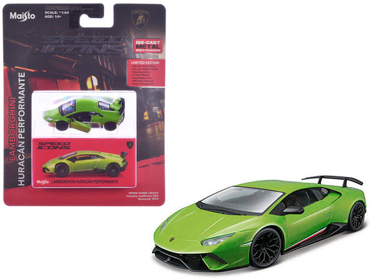 Lamborghini Huracan Performante Green "Speed Icons" Series 1/64 Diecast Model Car by Maisto free shipping USA - Rapid Vehicles