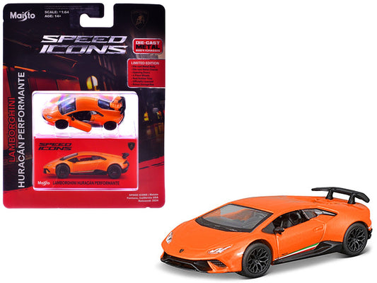 Lamborghini Huracan Performante Orange "Speed Icons" Series 1/64 Diecast Model Car by Maisto free shipping USA - Rapid Vehicles
