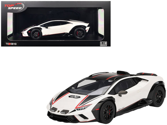 Lamborghini Huracan Sterrato Bianco Asopo White with Matt Black Top and Red Stripes 1/18 Model Car by Top Speed free shipping USA - Rapid Vehicles