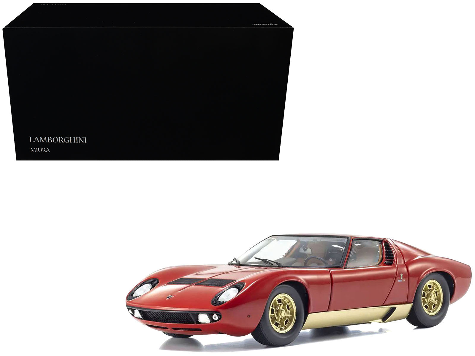 Lamborghini Miura P 400 Red with Gold Accents 1/18 Diecast Model Car by Kyosho free shipping USA - Rapid Vehicles