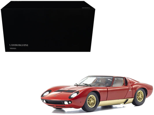 Lamborghini Miura P 400 Red with Gold Accents 1/18 Diecast Model Car by Kyosho free shipping USA - Rapid Vehicles