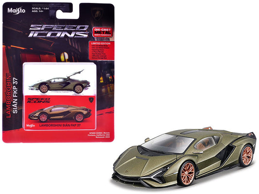 Lamborghini Sian FKP 37 Green Metallic "Speed Icons" Series 1/64 Diecast Model Car by Maisto free shipping USA - Rapid Vehicles