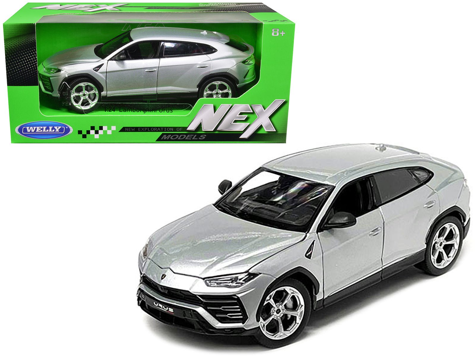Lamborghini Urus Gray Metallic "NEX Models" 1/24 Diecast Model Car by Welly free shipping USA - Rapid Vehicles