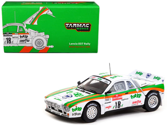 Lancia 037 Rally 18 Miki Biasion - Tiziano Siviero "Rallye Sanremo" (1983) "Hobby64" Series 1/64 Diecast Model Car by Tarmac Works free shipping USA - Rapid Vehicles