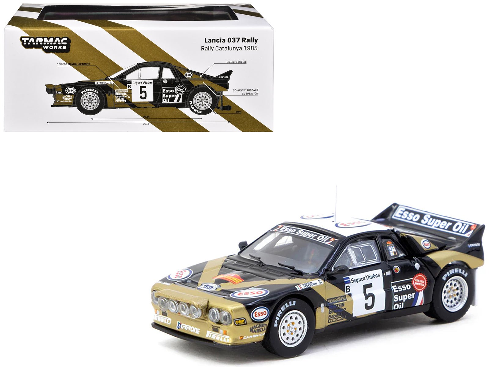 Lancia 037 Rally 5 Fabrizio Tabaton - Luciano Tedeschini Winner "Rally Catalunya" (1985) "Hobby64+" Series 1/64 Diecast Model Car by Tarmac Works free shipping USA - Rapid Vehicles