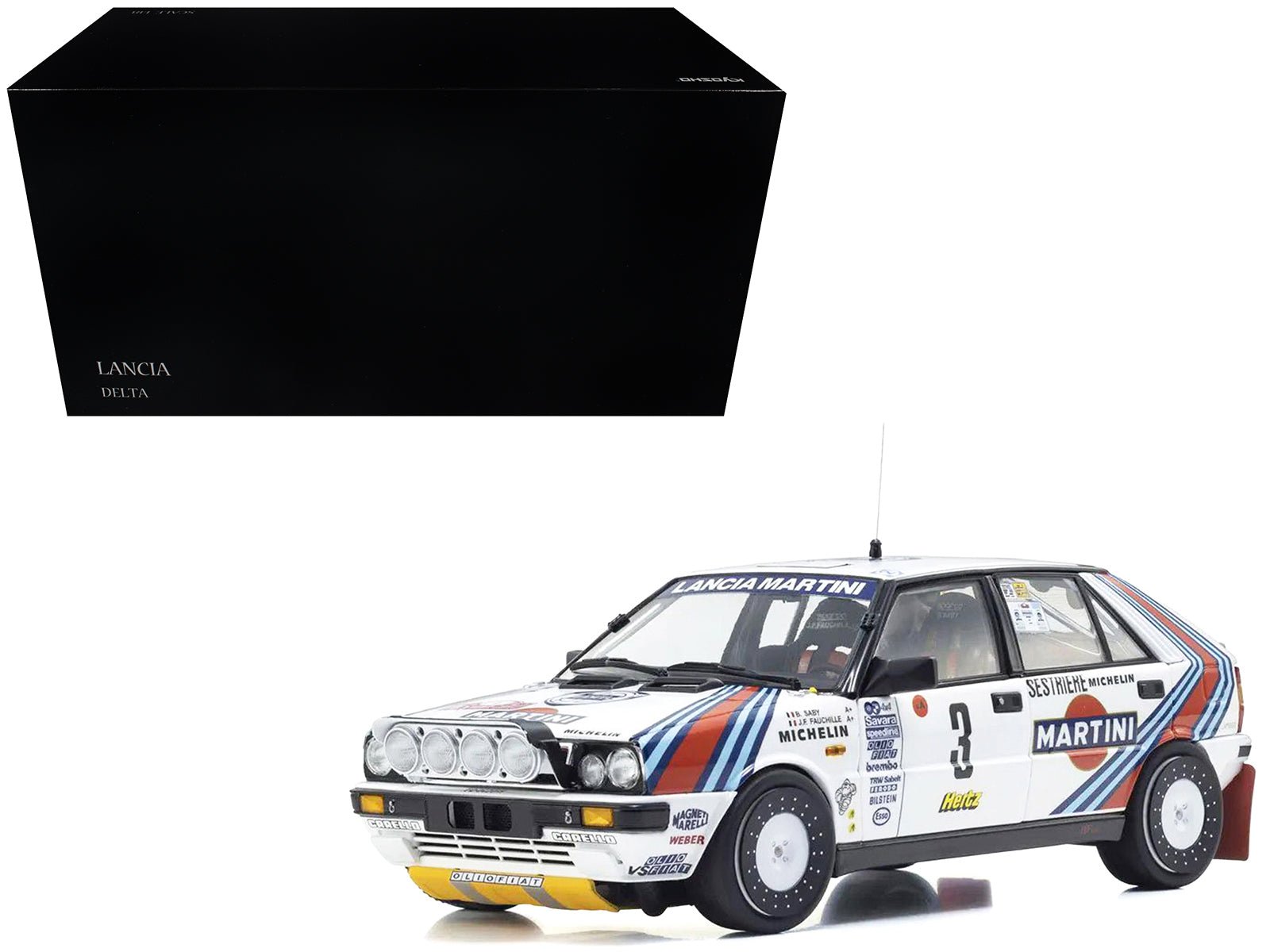 Lancia Delta HF 4WD 3 Bruno Saby - Jean - Francois Fauchille "Martini Racing" Winner "Rally Monte Carlo" (1988) 1/18 Diecast Model Car by Kyosho free shipping USA - Rapid Vehicles