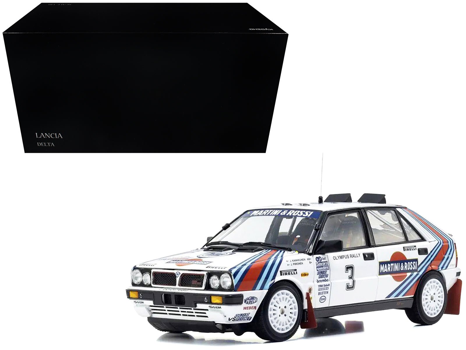 Lancia Delta HF 4WD 3 Juha Kankkunen - Juha Piironen "Martini Racing" Winner "Olympus Rally" (1987) 1/18 Diecast Model Car by Kyosho free shipping USA - Rapid Vehicles