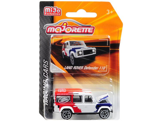 Land Rover Defender 110 White/Red/Blue "Above and Beyond" "Racing Cars" 1/60 Diecast Model Car by Majorette free shipping USA - Rapid Vehicles