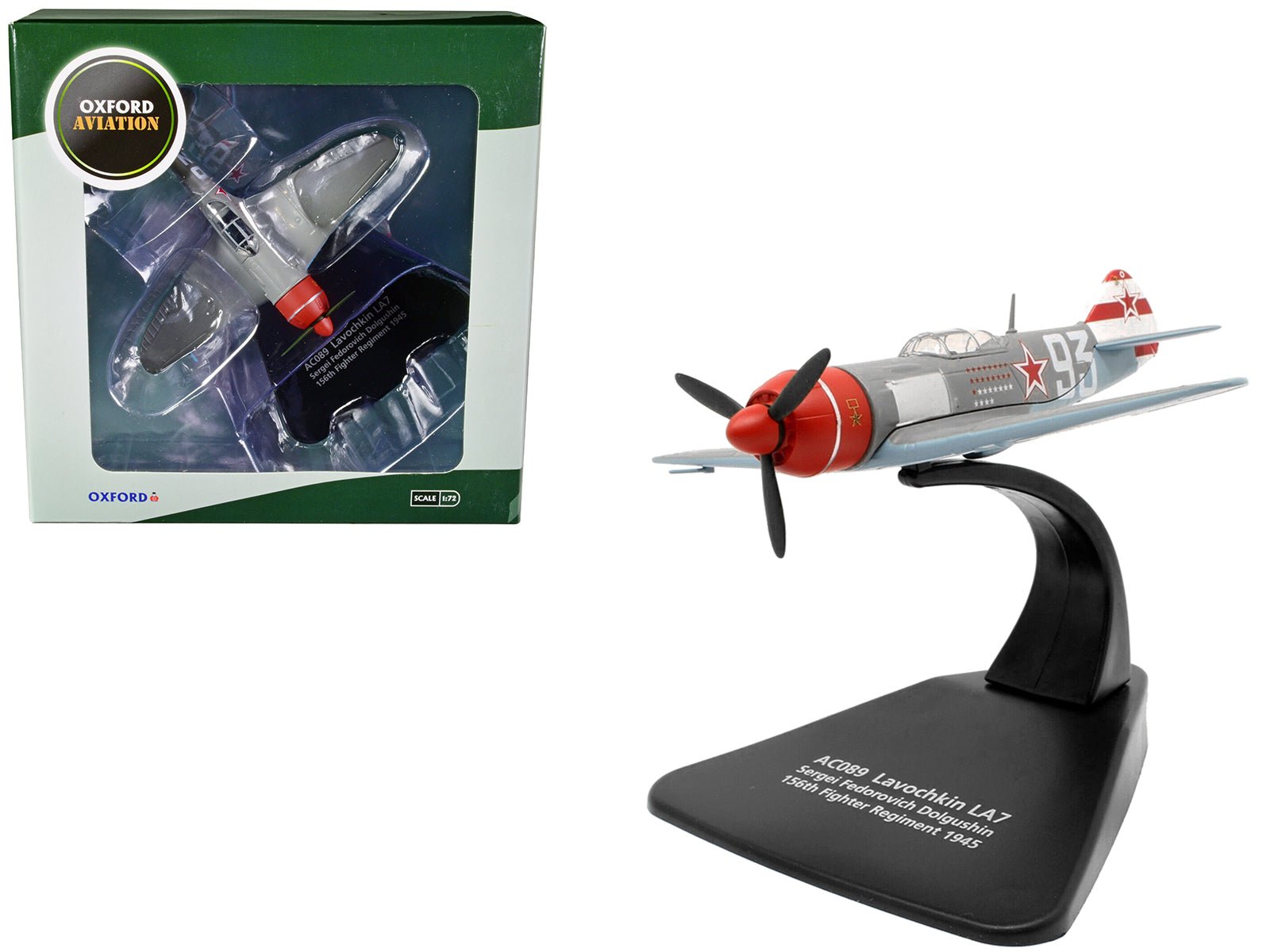 Lavochkin LA7 Fighter Plane Sergei Federovich Dolgushin 156th Fighter Regiment (1945) "Oxford Aviation" Series 1/72 Diecast Model Airplane by Oxford Diecast free shipping USA - Rapid Vehicles