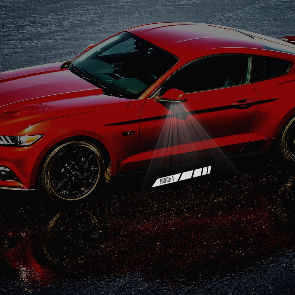 LED Side Mirror MACH1 Projector Puddle Lights Pair for Ford Mustang 2013-2026 - Rapid Vehicles